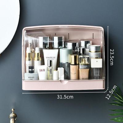 家柏饰(CORATED)洗漱台置物架壁挂式化妆品收纳盒免打孔浴室卫生间洗脸手台收纳架 壁挂桌面两用化妆盒(初恋粉)