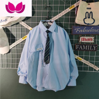 七斓夏季学院风痞帅dk白衬衫男长袖韩版潮流高级感休闲衬衣外套