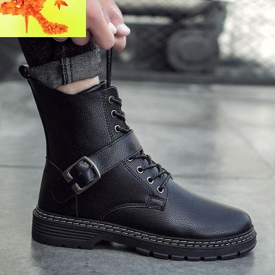 冬季韩版潮流男靴子百搭休闲黑色高帮马丁靴男士英伦机车皮靴春季简畅