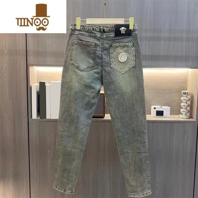 YANXU直筒牛仔裤男夏季薄款九分裤宽松美式高街冰丝痞帅精小伙裤子男