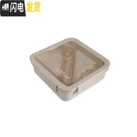 三维工匠日式简约小麦秸秆分格便当盒微波炉饭盒上班带饭饭堂打饭午餐盒 1100米色(正方形,自带餐具)