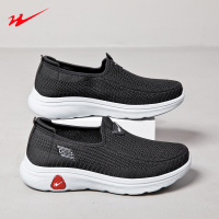 双星春季男款休闲飞织一脚蹬透气软底套脚女鞋