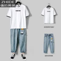 SUNTEK夏季2020新款男士休闲套装潮流帅气一套搭配网红衣服宽松运动男装夹克