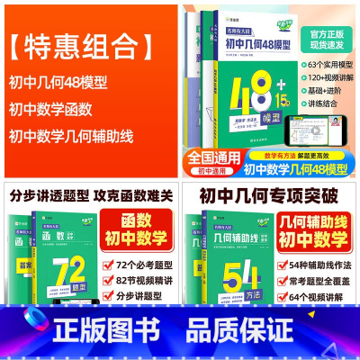 [搭配]初中数学几何48模型+几何辅助线+函数 初中通用 [正版]2025新版名师有大招初中几何48模型2024中考