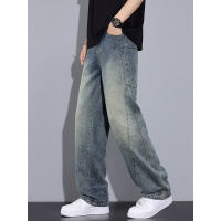 好男式牛仔裤高端潮牌复古水洗高街直筒宽松休闲裤四季款