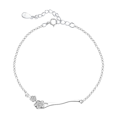 925纯银女手链桃花枝可爱文艺清新花朵樱花手环中国风手饰送女朋友老婆情人节七夕生日礼物