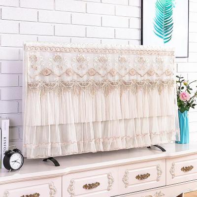 开机不取液晶电视机罩防尘罩套蕾丝55挂座式布艺65寸直面曲面盖巾