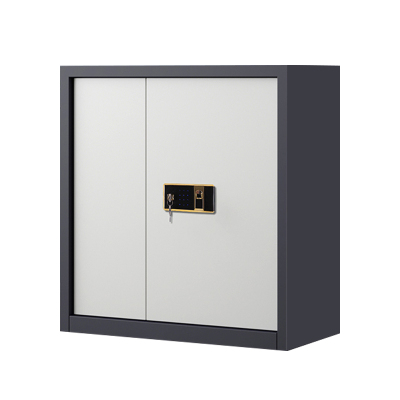 铭威盾指纹电子保密柜钢制密码文件柜档案柜矮柜保密资料柜办公柜单节灰白钥匙指纹