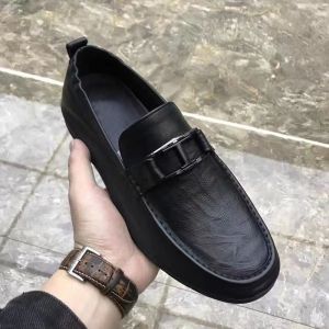 2025春季新款男鞋真皮豆豆鞋软底舒适透气休闲乐福鞋一脚蹬开车鞋