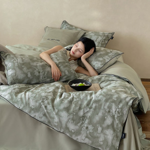 秋冬100支全棉磨毛感四件套水洗色织提花1.8m纯棉床上用品套件