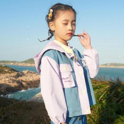 [1件5折价:142.5]moomoo童装女童外套春秋新款史迪奇印花梭织连帽上衣