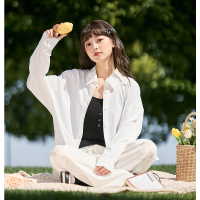 [2.5折价78元]唐狮夏季新款防晒衬衫女薄款宽松开衫衬衣外套简约白色上衣空调衫