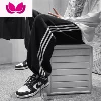 七斓三条杠束脚裤子男夏季高街潮牌抽绳卫裤款宽松大码运动休闲裤