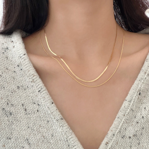 925纯银素链项链女蛇骨盒子无吊坠裸链素颈链锁骨链2025新款送女朋友老婆情人节七夕生日礼物