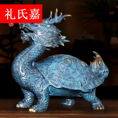 礼氏嘉铜龙龟摆件摆设装饰品摆件中式客厅办公室装饰八卦龙头龟神兽家居旺