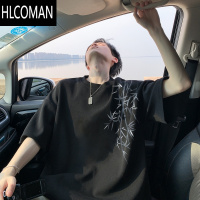 HLCOMAN短袖t恤男款夏季2025新款潮牌新中式国风半袖宽松休闲五分袖