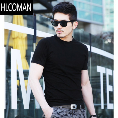 HLCOMAN男士夏季修身白色打底衫半袖2025款韩版体恤圆领休闲短袖T恤