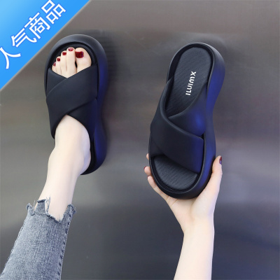 SUNTEK软底一字拖凉鞋外穿夏天2023年新款网红时尚厚底沙滩鞋女士凉拖鞋