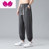 七斓运动裤子男士夏季潮牌宽松灰色卫裤男款冰丝工装束脚休闲长裤