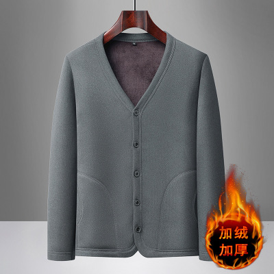 中老年人冬季保暖衣加绒加厚爸爸开衫中老年老人爷爷男款保暖内衣