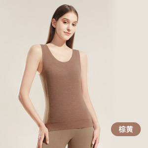 男士全羊毛贴片背心男款痕打底内穿秋冬护背保暖背心女大码上衣
