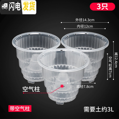 三维工匠蝴蝶兰控根花盆透气明塑料胶树脂陶瓷洋兰石斛专用盆 [3只]口径12cm[带空气柱] 中等花盆容器