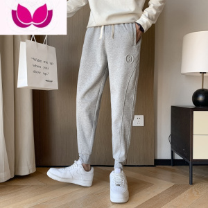 七斓休闲裤男士潮流束脚纯色运动裤百搭痞帅小脚卫裤修身哈伦裤