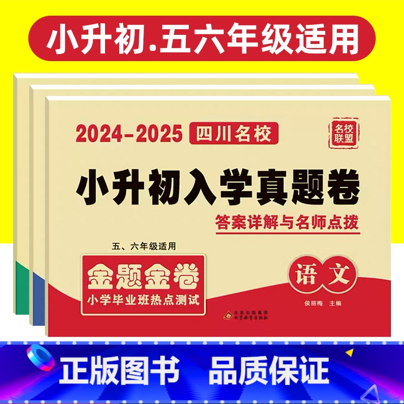 语数英3本 小学升初中 [正版]小升初入学真题卷语文数学英语2024-2025四川名校五六年级小学入学真卷金题金卷初一小