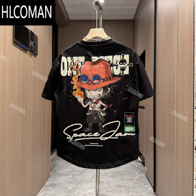 HLCOMAN潮流燕尾时尚彩绘卡通印花男士短袖T恤夏季宽松半袖打底上衣