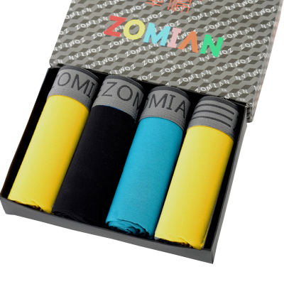 卓棉ZOMIAN黄色男内裤男士平角内裤莫代尔透气男式内裤四角裤纯色中腰青年U凸平角裤4条组合XXL