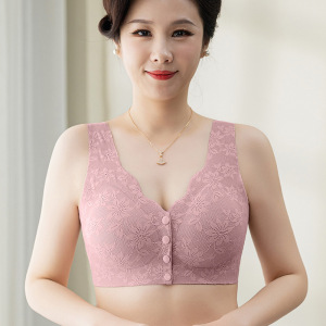 妈妈内衣前扣文胸无痕聚拢老年人背心中年妇女无钢圈背心式胸罩女_1