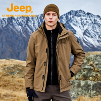 [荒野X]Jeep三合一户外冲锋衣男款秋冬防风防水川藏登山服外套