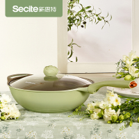 新思特Secite 茶歇玫瑰系列炒锅XST-3260 不粘锅煎炒锅炒菜锅通用32CM少油烟