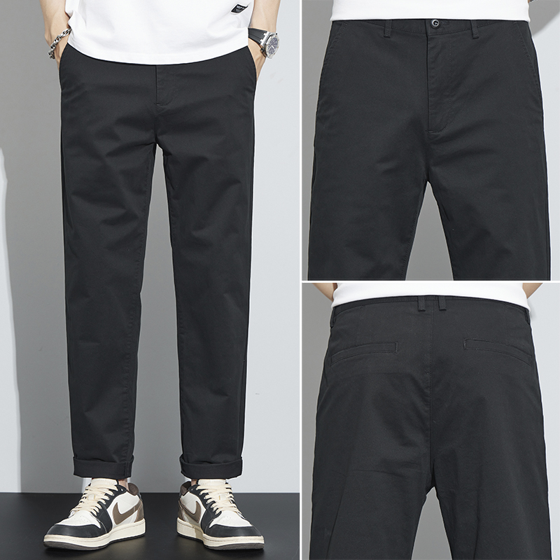 金盾(KIN DON)纯棉春夏九分休闲裤子男款宽松直筒男士弹力长裤