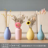 北欧风小花瓶客厅插花电视柜创意桌子摆件干花陶瓷家居装饰品摆设 三维工匠 三件套+干花[套装4]