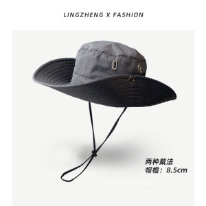 西部牛仔防晒帽女夏季防紫外线户外登山太阳帽大头围遮阳渔夫帽子3759A
