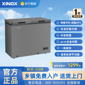 (冰洗)星星(XINGX) 226升榭湖银双温卧式冰柜冰箱冷藏冷冻预涂内胆自动减霜家商两用冷柜 BCD-226R