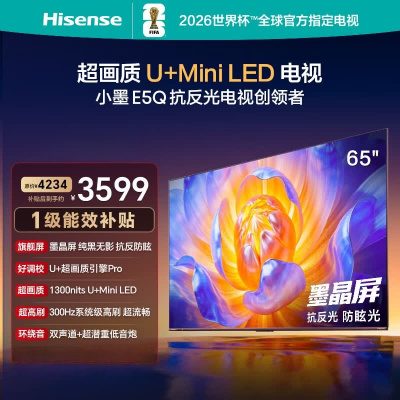 海信电视 65E5Q 65英寸 超画质U+Mini LED 墨晶屏 300Hz高刷 U+超画质引擎Pro AI智能