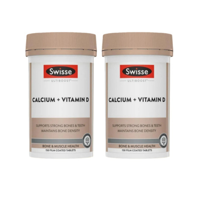 2瓶装澳洲本土版Swisse斯维诗钙片+维生素D片150片/瓶装 有机柠檬酸钙片儿童成人老人孕妇中老年补钙 复合维生素