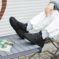 361°男鞋运动鞋纯黑色革面防泼水老爹鞋男士轻便休闲鞋子