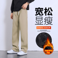 秋冬季休闲裤男士潮流百搭裤男款秋冬加绒宽松直筒阔腿卫裤男_1