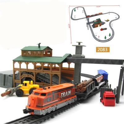 电动发光火车轨道套装仿真高铁工程车伐木场托马斯小火车儿童玩具伐木场60件套-2083官方标配+普通电池+螺丝刀