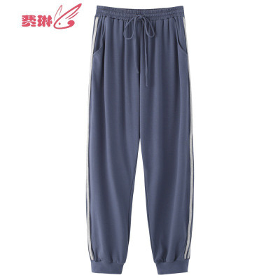 男士睡裤长裤简约休闲色居家棉青少年家居裤可外穿费琳