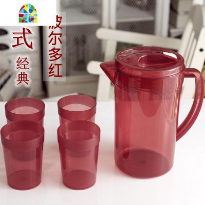 北欧家用冷水壶套装可高温凉水壶大容量水壶开水扎壶凉茶果汁塑料 FENGHOU 出口版2.3升冷淡灰一壶四杯烧水壶