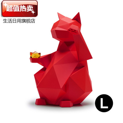 设计师原创出品几何猫送礼摆件礼盒L号/火红30cm