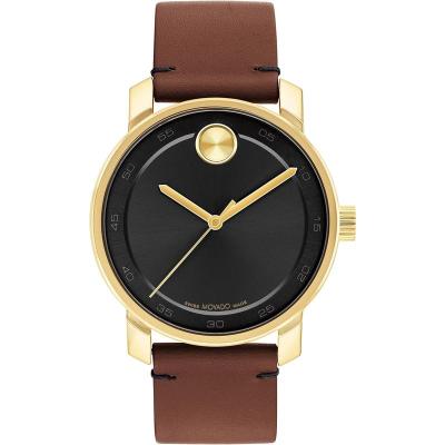 Movado男士石英表41mm蓝盘银带防泼水经典腕表