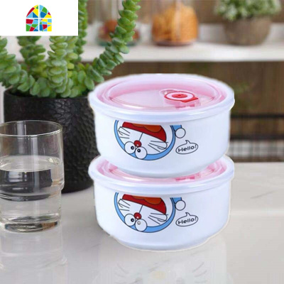 [ 两个装] 陶瓷碗中号碗5英寸保鲜碗带盖家用饭碗米饭碗微波炉碗 FENGHOU 纯白2个碗(5英寸)