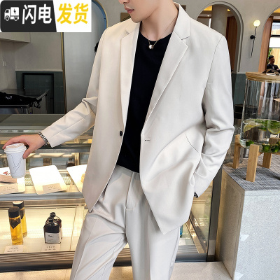 HLCOMAN春季痞帅西服套装男韩版宽松休闲帅气网红薄款免烫西装男外套潮流西服套装