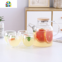可高温玻璃冷水壶家用凉水杯子套装瓶茶壶装水容器ins风凉杯韩国 FENGHOU 4个字母杯+小杯架烧水壶