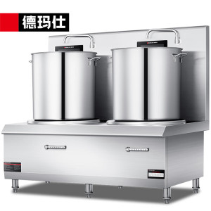 德玛仕(DEMASHI)高背汤炉 商用电磁炉8kw大功率 酒店厨房猛火双头高汤炉 HW-STL08C-02(304材质)